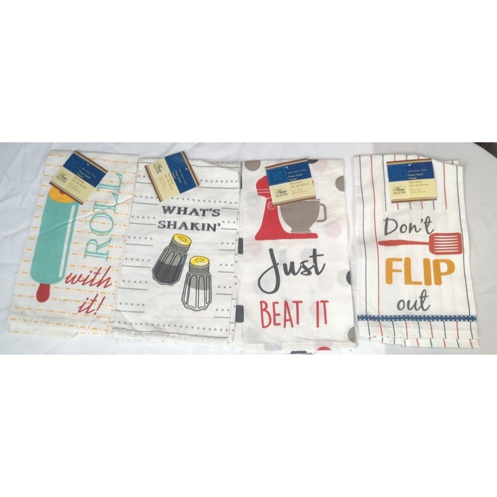 Lot of 4 Home Collections Dish Towels